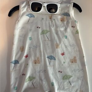 Kids Beach Print One Piece With sunglasses